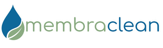 membraclean logo with blue and green water drop